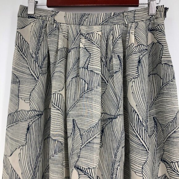 Romy Navy blue + ivory Hi Low Leaf print Midi skirt  size small - Picture 8 of 14